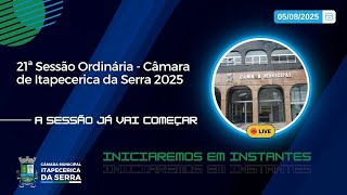 21ª Sessão Ordinária e 6ª Sessão Extraordinária   - Câmara de Itapecerica da Serra 2025