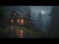 Riverside Cabin Rain Sounds on a Quiet Night 🌧 No Ads | Calm Dark Screen Sounds for Deep Sleep