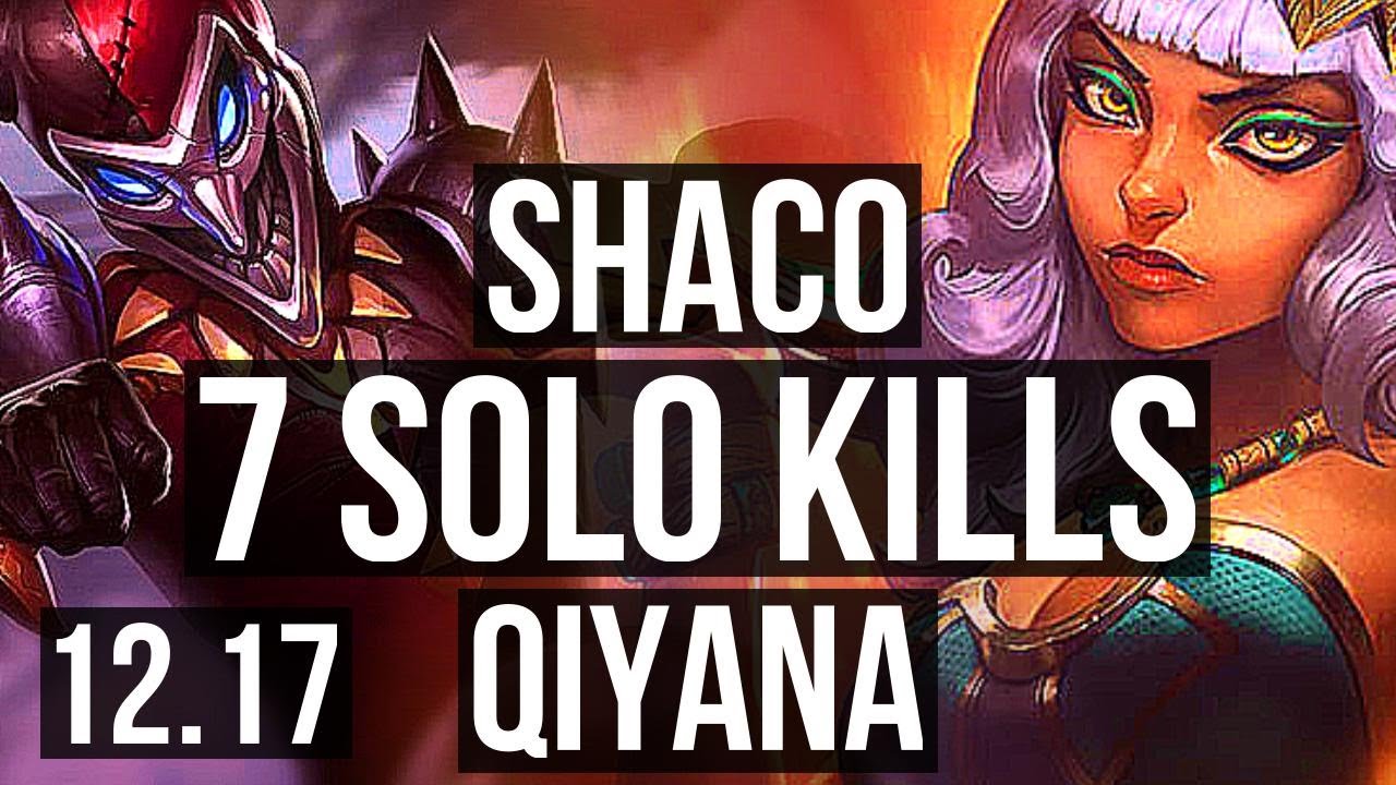 SHACO vs QIYANA (JNG) | Rank 4 Shaco, 7 solo kills, Legendary, 14/3/9 | EUW Grandmaster | 12.17
