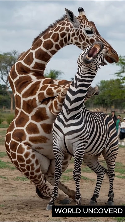 Shocking Fight Between Giraffe and Zebra #shorts
