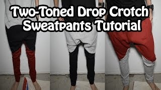 DIY: Two-Toned Drop Crotch Sweatpants 