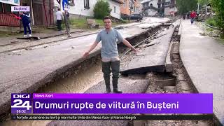 Inundații. Viitura de la Bușteni a blocat DN1 și a surprins zeci de mașini