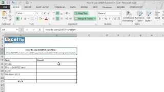 How to use LOWER function in Excel