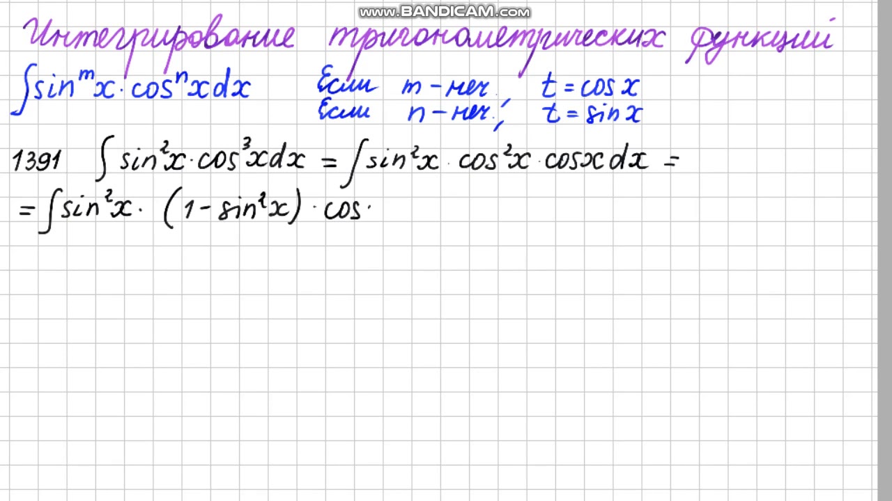 Интегрирование тригонометрических функций. Номер 1391 из задачника В.П ...