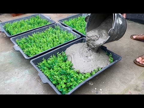 how to make flower pot with cement and plastic pots / plastic bottle caps craft ideas /bottle crafts