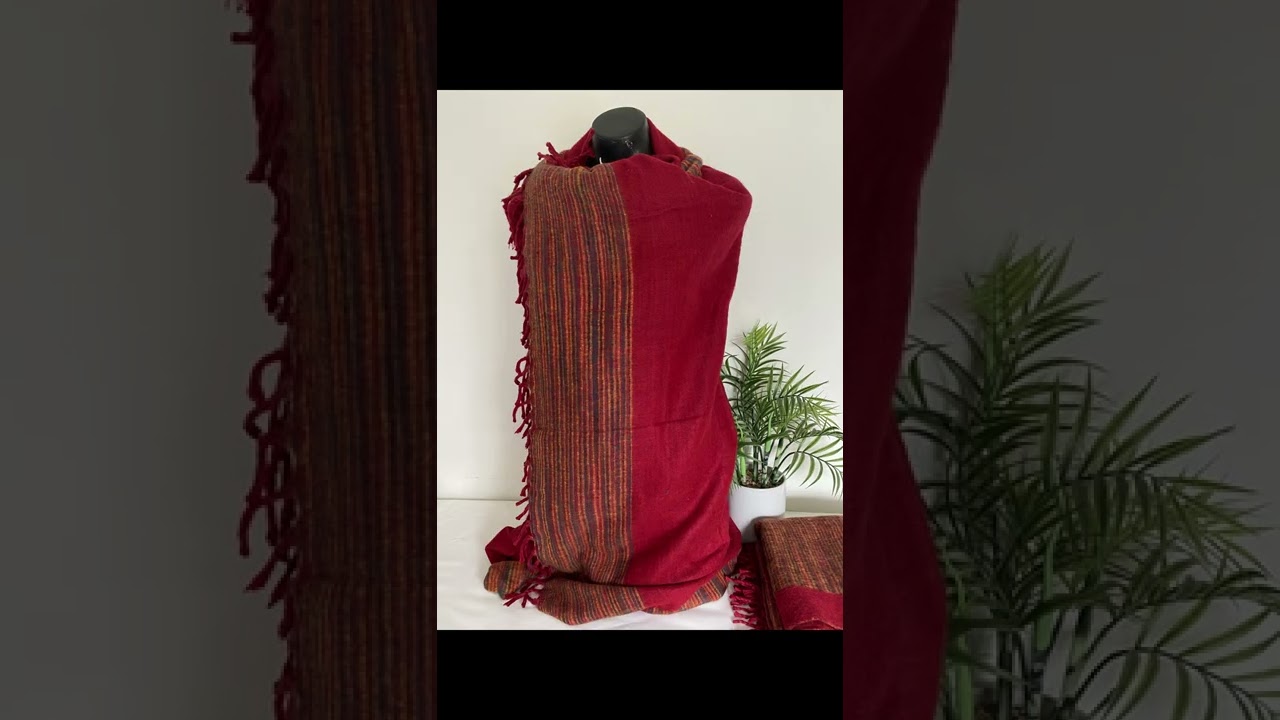 Red Tibetan Yak Wool Meditation Shawl Blanket Throw | Alchemy Story 