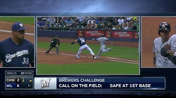 CWS@MIL: Safe call overturned in the 5th inning