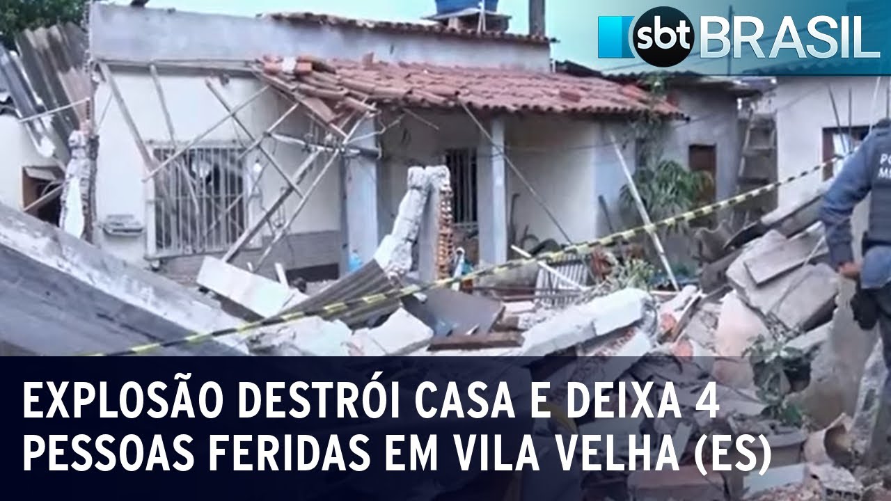Explosão destrói casa e deixa 4 pessoas feridas em Vila Velha (ES) | SBT Brasil (05/01/24)