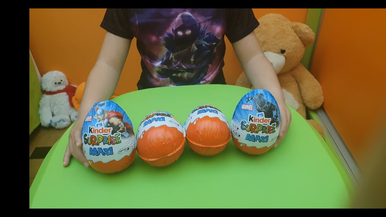 4x100g Киндер Макси Шоколадови Яйца с играчка Марвел - 4x100g Kinder Maxi  Surprise MARVEL Eggs - YouTube