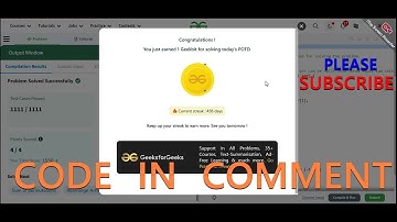 GFG POTD 07/11/2024 IN C++ MOST IMPORTANT INFORMATION | CODE IN COMMENT #geeksforgeeks #gfg #potd