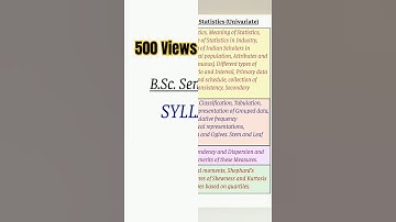 Statistics Syllabus|Semester-1|Descriptive Statistics (Univariate) and Theory of Probability| B.Sc.