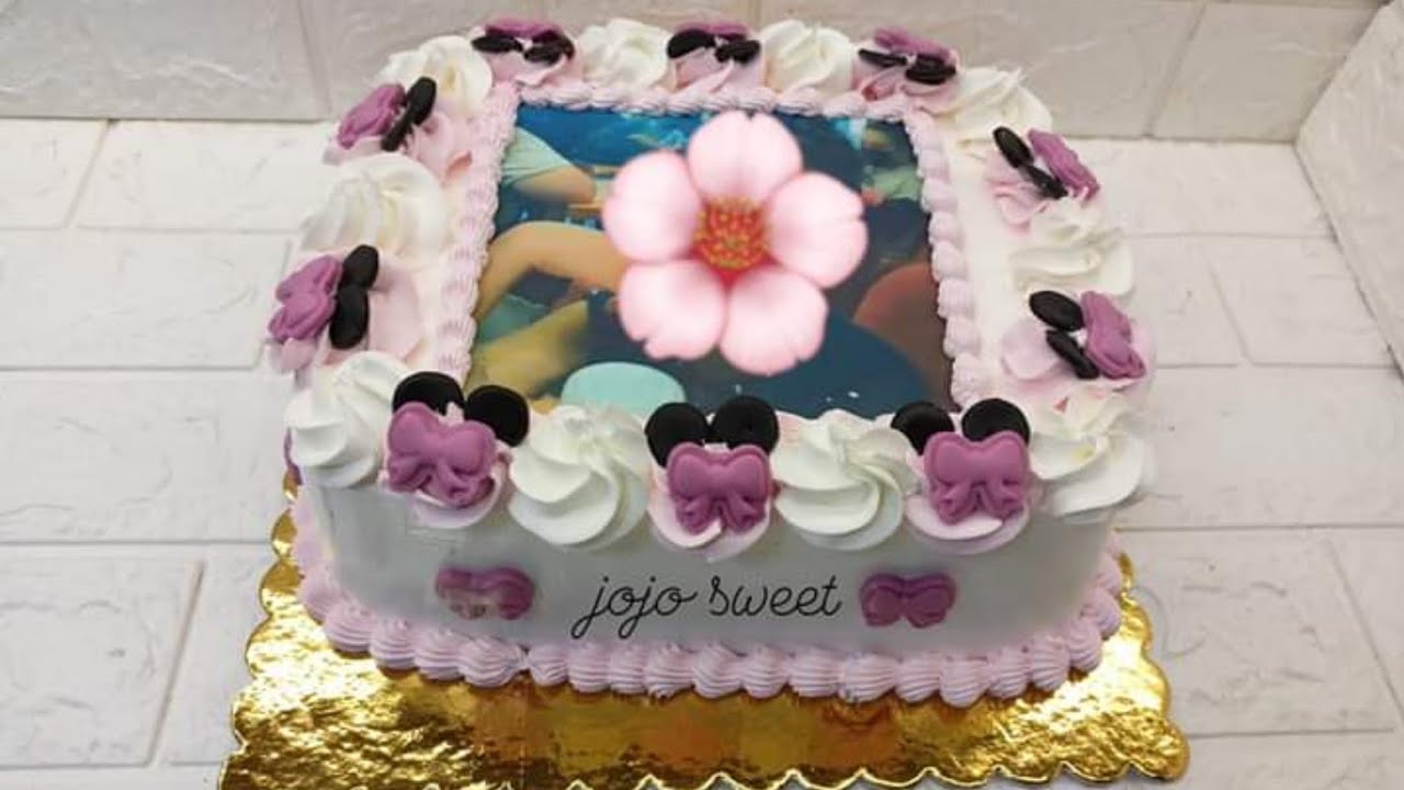 تورته عيد ميلاد للبنات في أصغر صنيه مستطيله بتزين رقيق جدا وجديد 👌😍