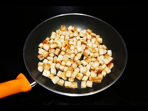 วีดีโอ: กระเทียม Croutons จากขนมปังดำสำหรับเบียร์: สูตรทีละขั้นตอนพร้อมรูปถ่ายและวิดีโอ
