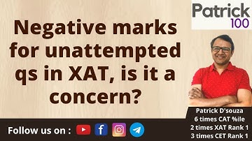 Negative marks for unattempted qs in XAT, is it a concern? | Patrick Dsouza | 6 times CAT 100%iler