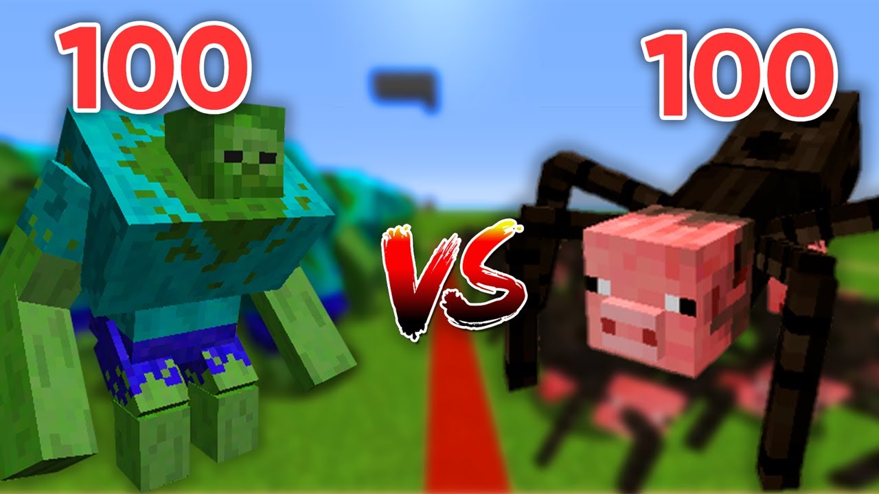 100 Mutant Zombie vs 100 Spider Pig - Minecraft - YouTube