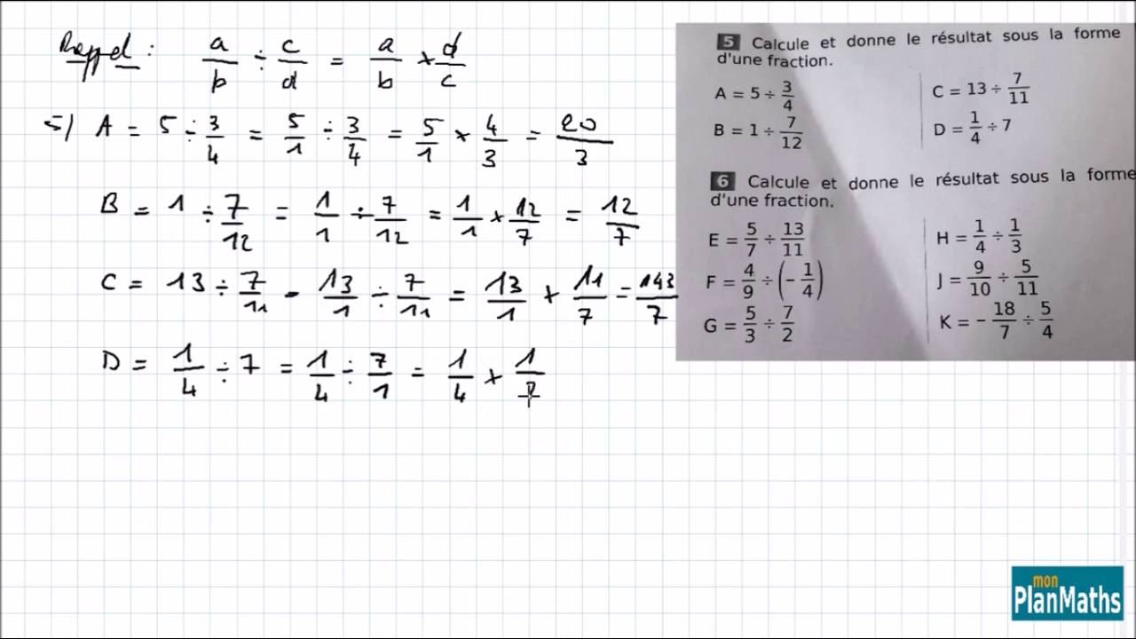 MonPlanMaths Calcul Avec Les Fractions YouTube