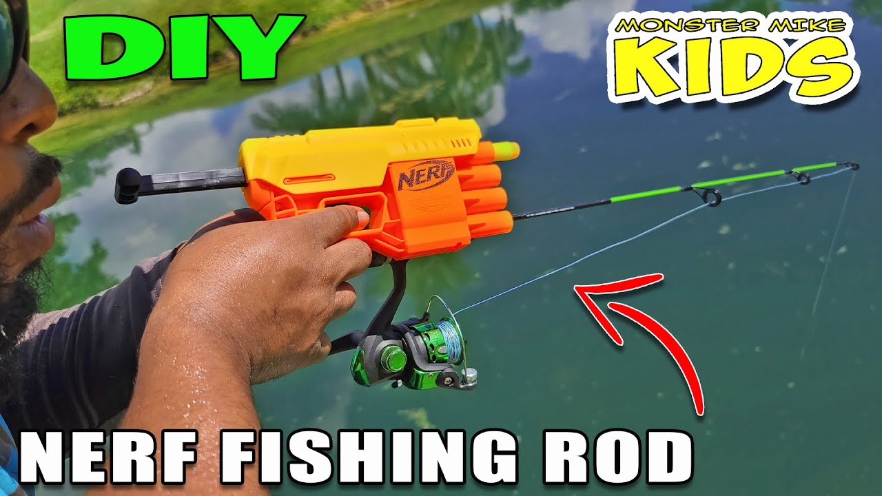 DIY Nerf Fishing Rod - Monster Mike KIDS! 
