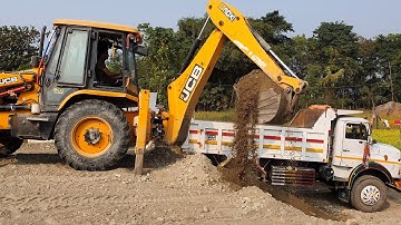 JCB Loading Gravel in Tractor and Dump Truck - JCB Machine Working on Crusher - JCB Video