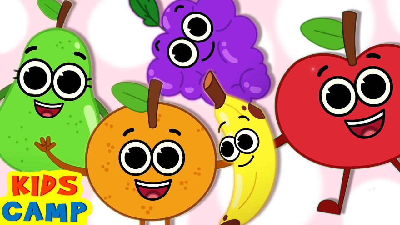 Fruits Song for Kids Five Cute Fruits Jumping on the Bed KidsCamp