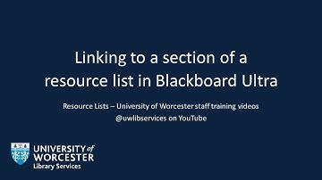 Linking to a section of a Resource List in Blackboard Ultra