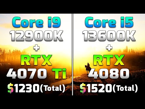 Core i9 12900K + RTX 4070 Ti vs Core i5 13600K + RTX 4080 | PC Gameplay Tested