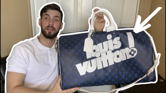 Louis Vuitton Virgil Abloh Denim Tapestry Keepall Bandouliere 50 Strap Bag  19LVS1210