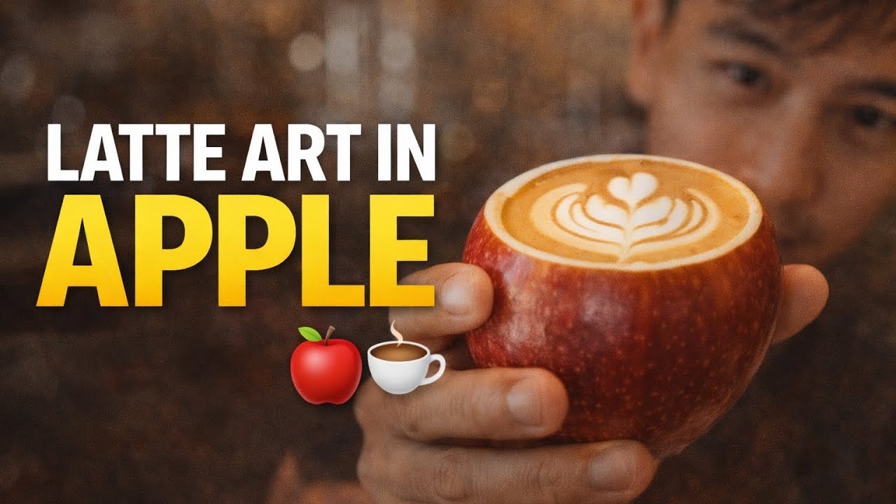 I Made Latte Art Inside an Apple 🍎☕ (Full Barista Process)