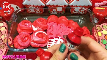 RED Slime! Mixing Random into GLOSSY Slime ! Satisfying Slime Video #373