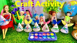 Village Barbiee Dolls|EP- 86|Craft Activity in School 🧵🐱😸Barbie Dolls All Day Routine in Village|