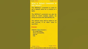 What is Default Constraint in SQL Server?#shorts #youtubeshorts #shortsvideo
