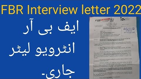 FBR Interview letter start 2022 - FBR Latest update 2022