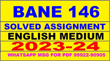 bane 146 solved assignment 2023-24 | bane 146 solved assignment in english 2024 | bane 146 2024