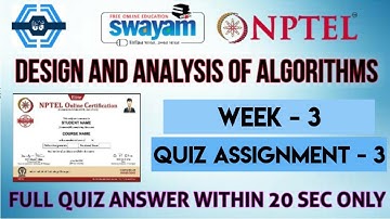 Design and analysis of algorithms - NPTEL 2025 (April) || WEEK 3 QUIZ ASSIGNMENT SOLUTION ||