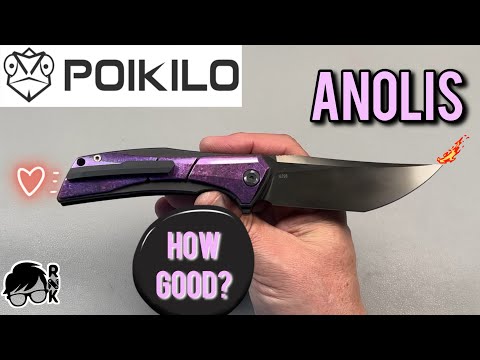 Pondering the Poikilo Blade… an awesome Anolis knife in purple crystal Ti & DLC M398… WOW!