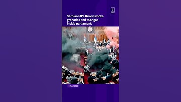 Serbian MPs detonate smoke grenades and tear gas in Parliament. #Serbiaparliament #Serbia #News24by7