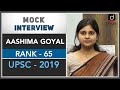 IAS Topper Aashima Goyal Rank - 65 (UPSC CSE 2019) | Mock Interview