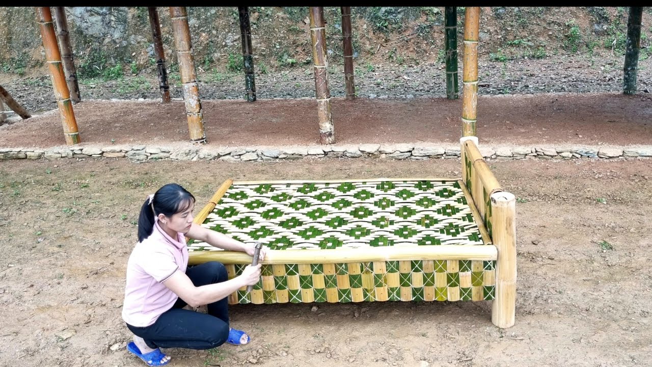 How To Make a Bamboo Bed, Homemade Living with Nature Lý Thị Viện Ep