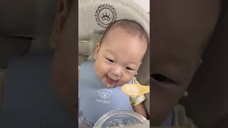 5개월 아기 첫 이유식🤍 #아기일상 #아기브이로그 #이유식시작 #이유식먹방