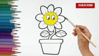 Menggambar dan mewarnai bunga | Untuk anak-anak