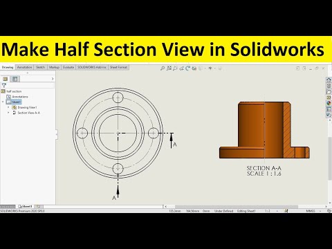 Solidworks Drawing Tutorial | How to make | Half Section View