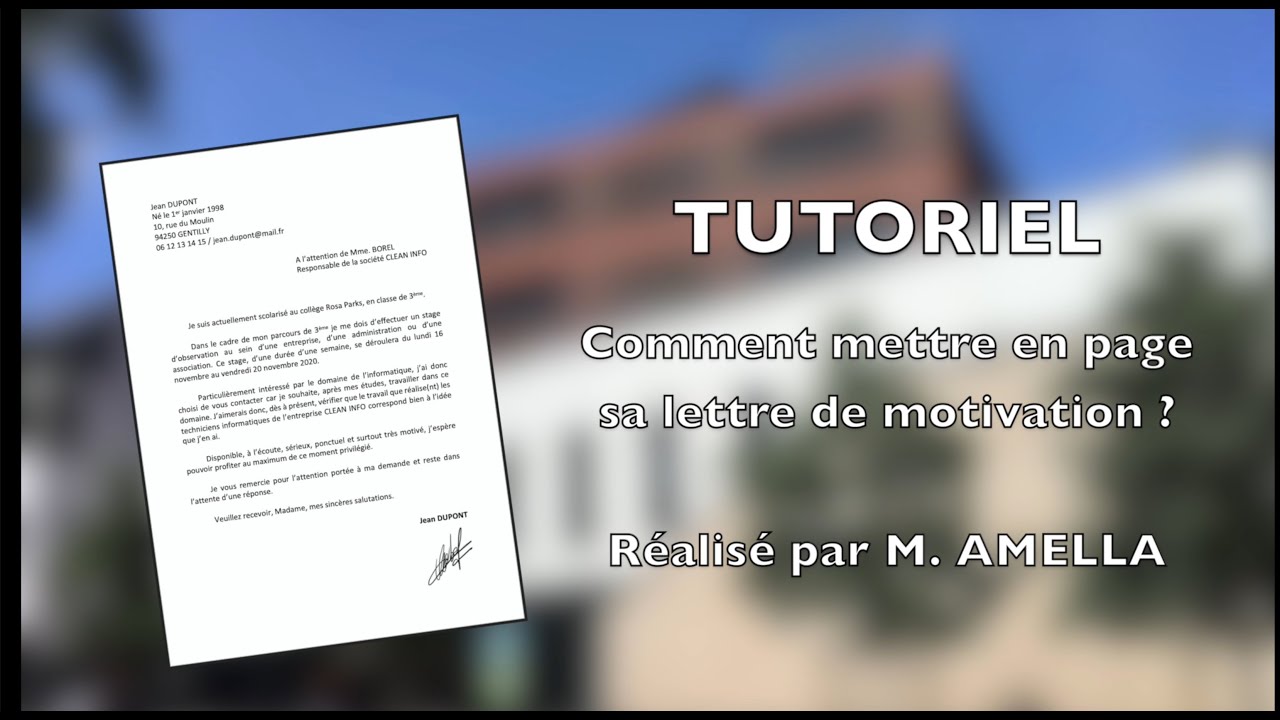 TUTORIEL : la lettre de motivation - YouTube