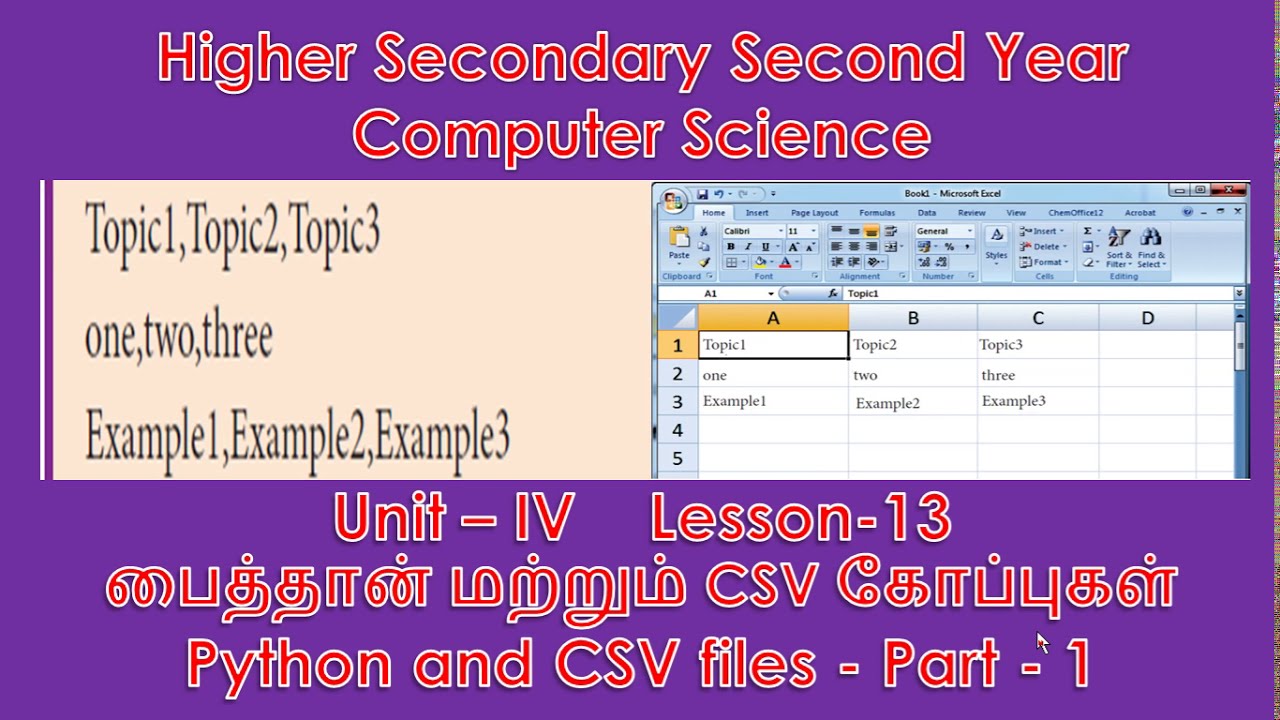 12th Computer Science Unit-IV Chapter-13 Python and CSV files Part-1 TM ...