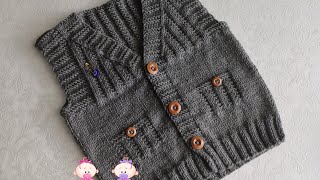 🎀 Erkek Bebek Yelegi Yapımı 9-12 #crochet #knitting