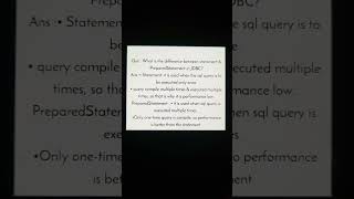 What is the difference between statement &PreparedStatement in JDBC #jdbc #statement