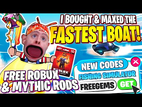 Fastest Boat In Fishing Simulator Lamboat New Gem Codes Free Robux Rods Giveaway Roblox Youtube - roblox one piece new world robux card codes for free