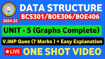 🔴Data structure Unit 5 One shot BCS301 | Graphs in Data Structure Unit 5 One Shot BCS301 | EduShine