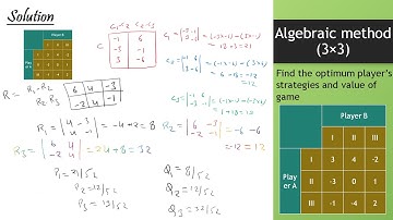 Algebraic Method (3×3) GAME Theory | Algebraic Method Operation Research | Mixed Strategy Game The.