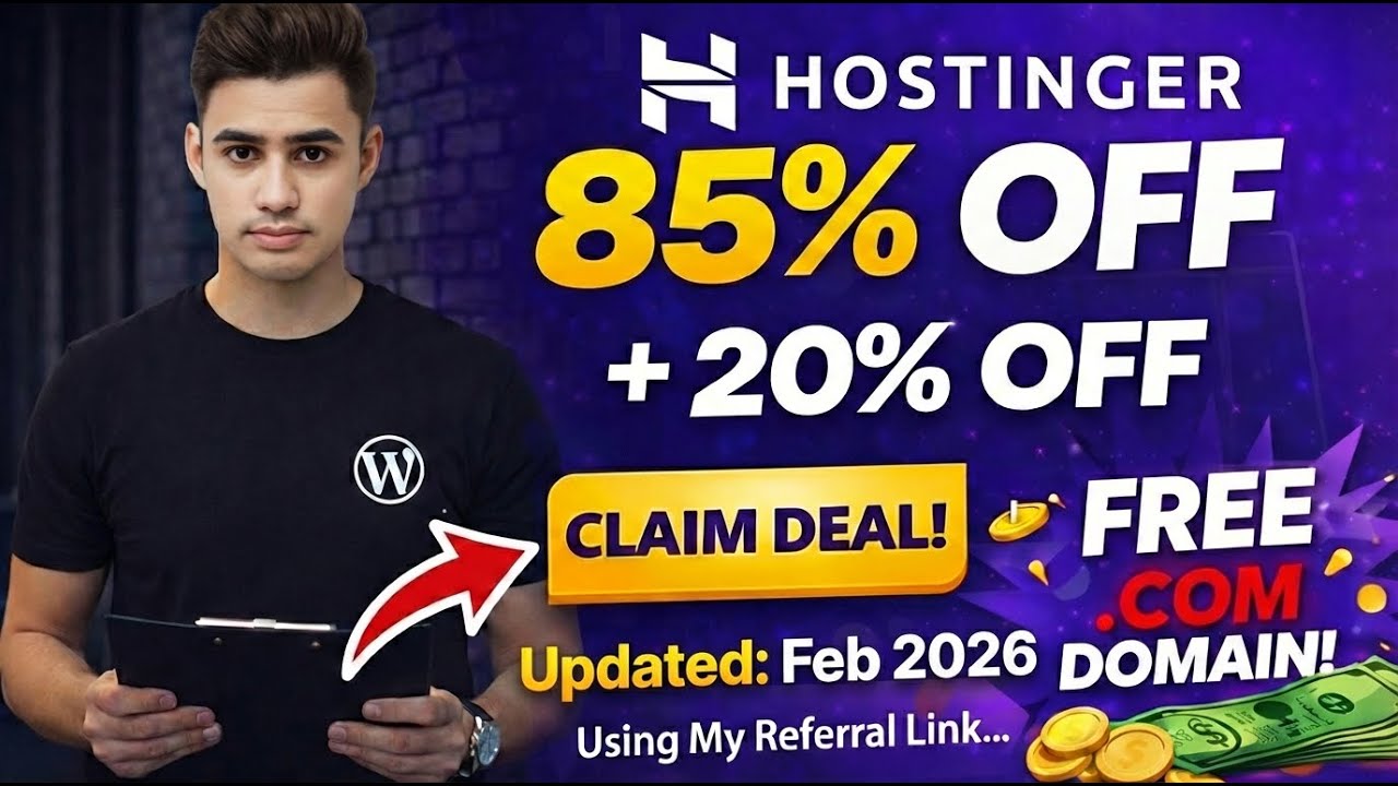 Hostinger Coupon Code 2026 February🔥 85% OFF + Extra 20% Hidden Discount + FREE Domain