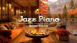 Peaceful Jazz Piano Ambience 4K 🍂 | ASMR Rain & Fireplace for Bedroom Tranquility
