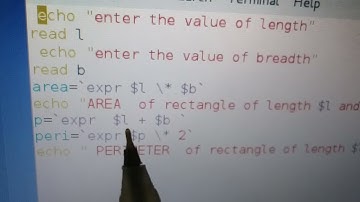Unix/linux shell programm to calculate area and perimeter of a rectangle,by d. kesharwani sir